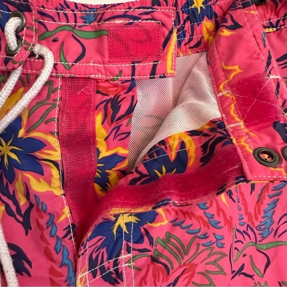 Polo Ralph Lauren Pink and Yellow Board Shorts Swimwear Mens Size Large